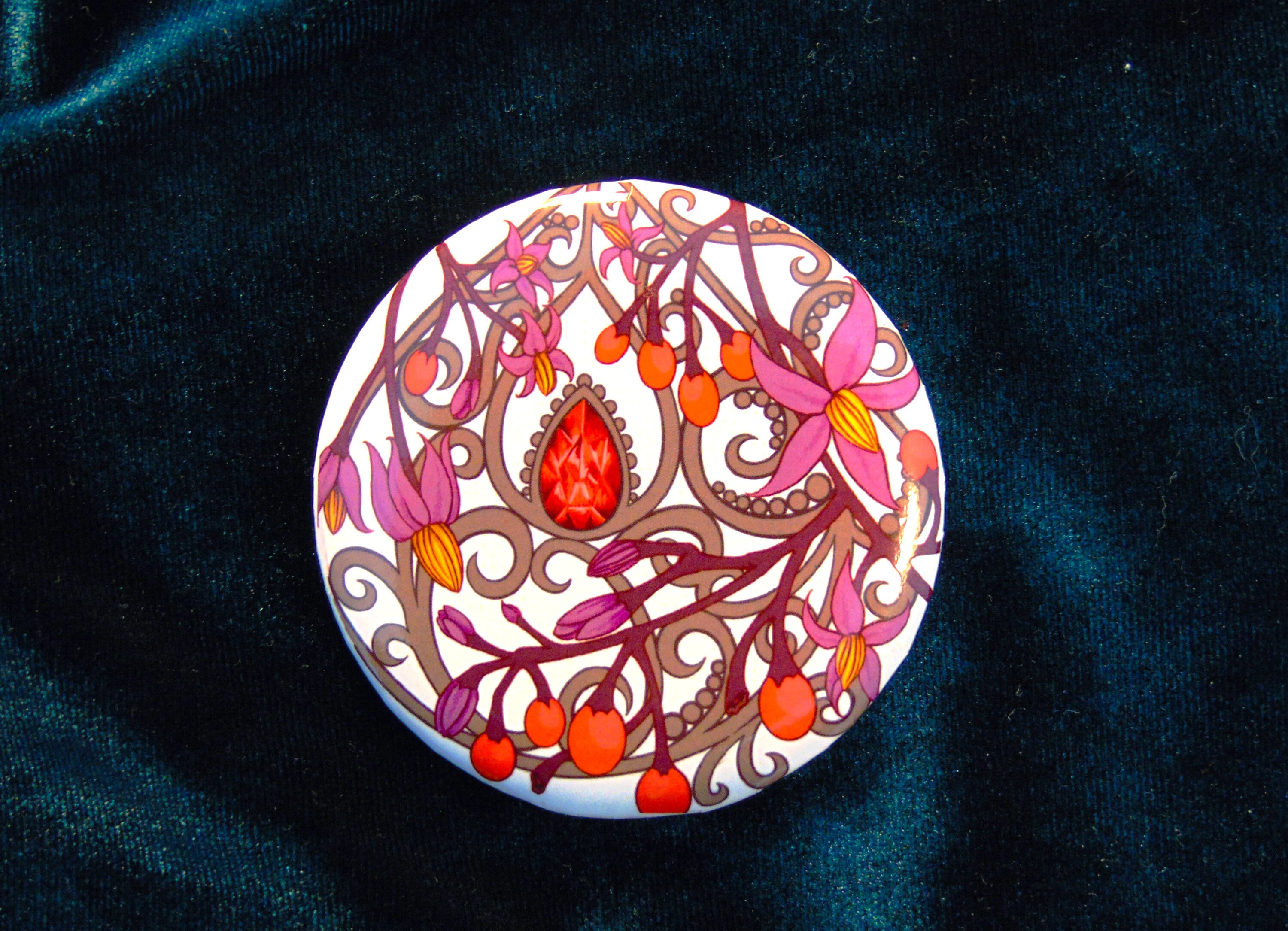 Bohemian Vines Pins - Beautiful Botanical Design Buttons - Flowering ...