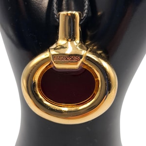 Hermès - Hermès Paris Red Gold Color Perfume Diffuser Pendant Necklace Made in France Vintage 1980