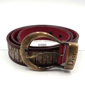 CHRISTIAN DIOR Women's Belt Luxury Vintage Leather Logo Christian Dior Paris 80 cm