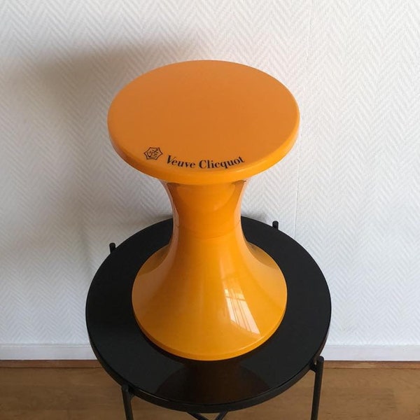 RARE Veuve-Clicquot Ponsardin Tam-Tam Stool Vintage Orange Champagne Bucket Space Age Made in France