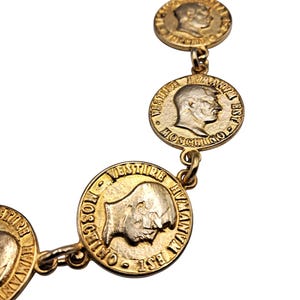 Moschino - Collier Pièces de Monnaie Métal Couleur Or Pour Femme Vintage (vue de près)