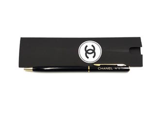 pen pen♡シャネルリボン CHANEL Vintage Luxury Black Ballpoint Pen Made in France