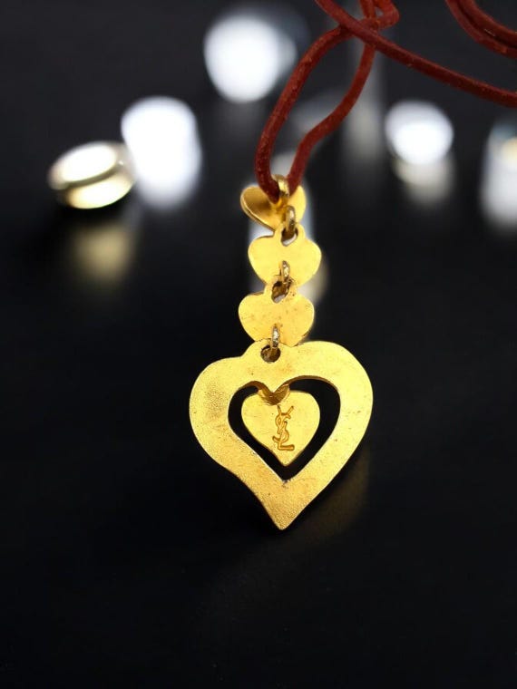 アクセサリー Yves Saint Laurent Heart Gold necklace Yves Saint Laurent - Vintage Heart Pendant - Etsy