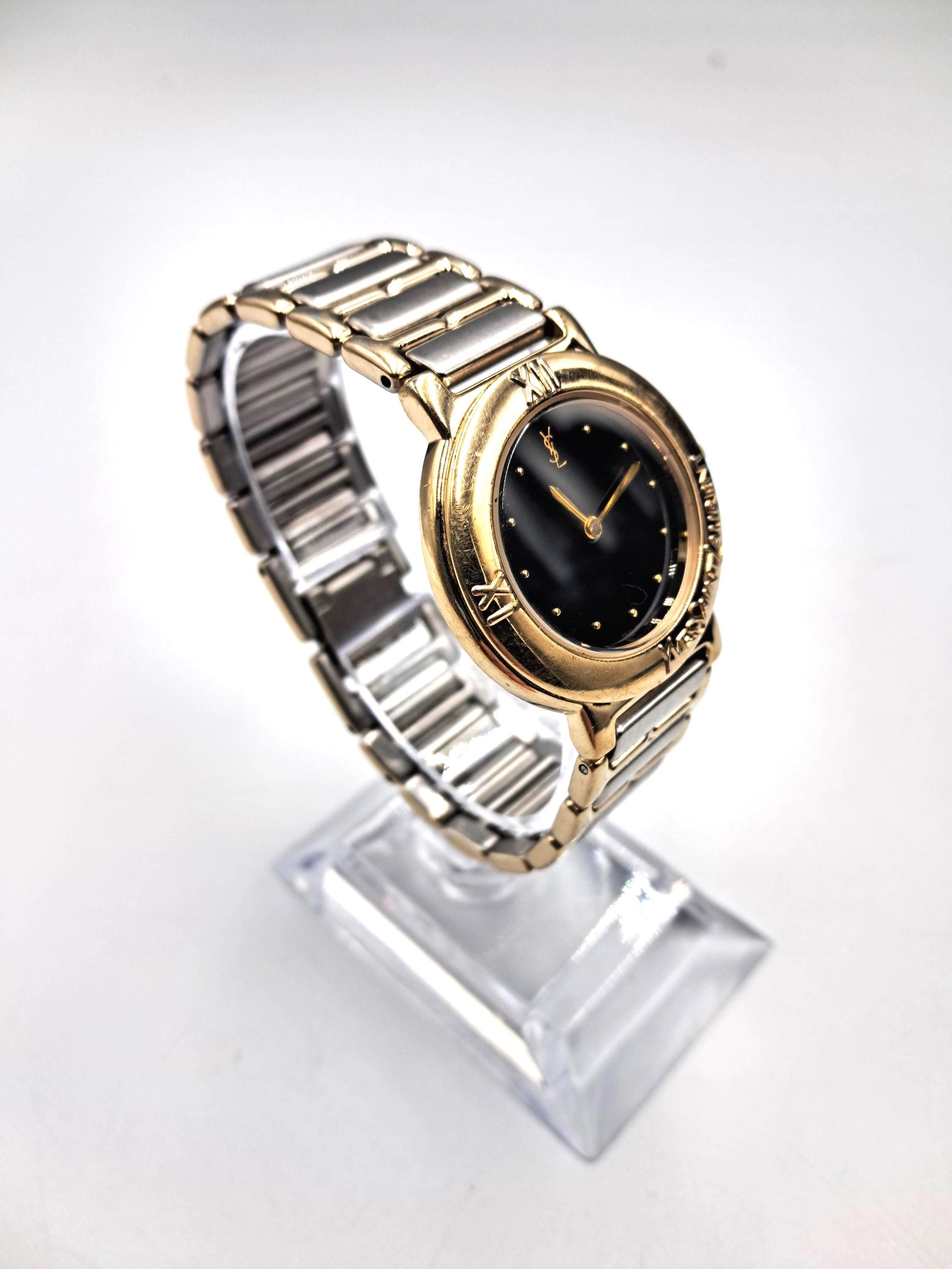 時計 VINTAGE YSL GOLD & SILVER WATCH W/ LOGO 時計 VINTAGE YSL GOLD & SILVER WATCH W/ LOGO 時計 VINTAGE YSL GOLD