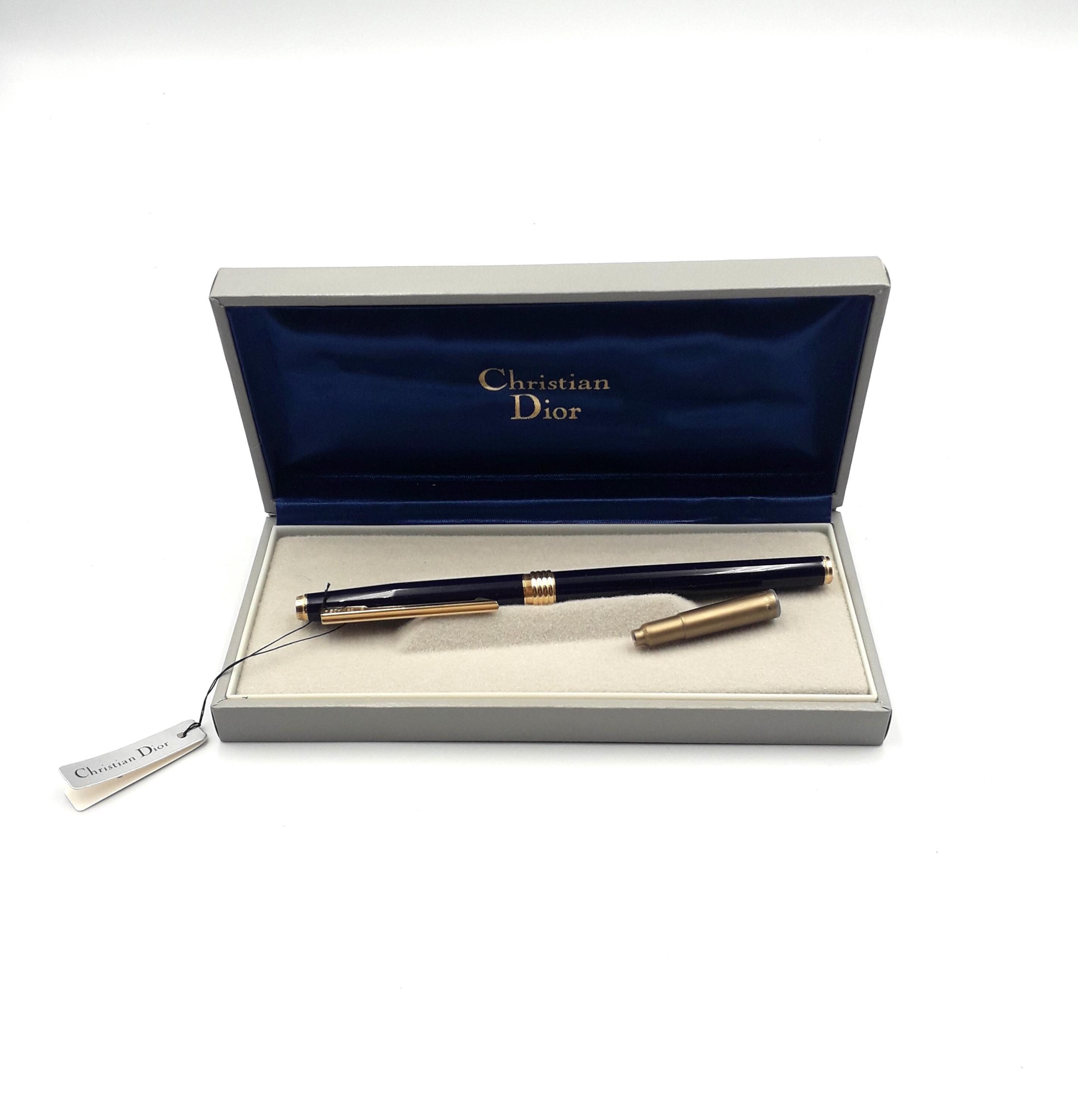 CHRISTIAN DIOR Luxury Vintage Gold Gilded Fountain Pen Swiss