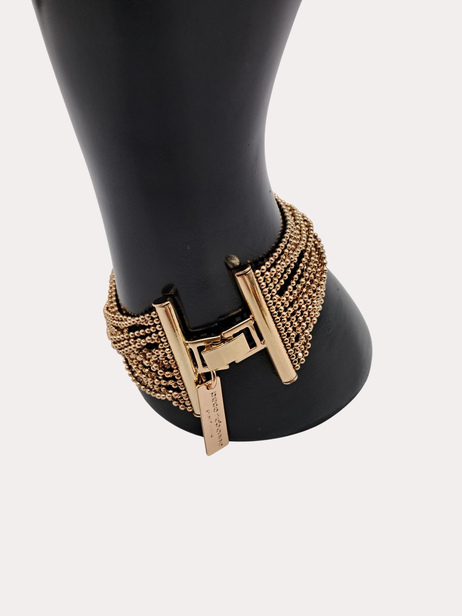 Bracelet Vintage Maille Or Et Émail Noir - Modèle 443 - État Impeccable - Bijou Rétro
