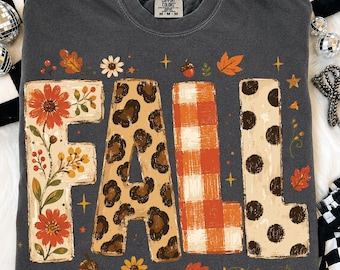Preppy Fall Autumn PNG, Fall brushstroke Varsity Png, Retro Floral Fall Vibes Girly Png, Trnedy Cozy Season Sublimation Design
