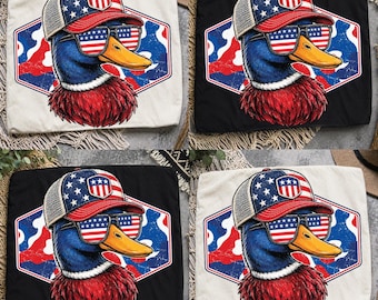 Camo Duck America Hunting PNG, Patriotic USA Hunting Dad Fathers Day Boys Png, Red White Blue Shirt 4th of July Independence Design