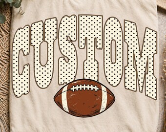 Personalized Football White Polka Dots Png, Custom Game Day Png, Mascot Football Mom PNG, Football Leopard Dots Gingham Png, Football Bow
