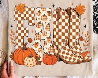 Fall Cowboy Boots Png, Brushstroke Fall Pumpkin Png, Checkered Leopard Print Howdy PNG, Polka Dots Fall Png, Western Cowgirl Autumn Design