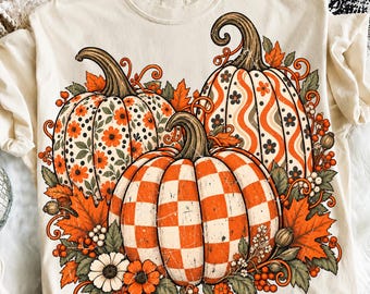 Preppy Fall Pumpkin Trio PNG, Leopard Checkered Fall Png, Coquette Floral Autumn Png, Leopard Western Pumpkin Png, Cobowy Lovers Gift