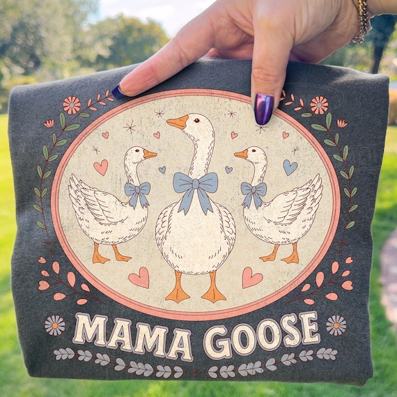 Vintage Mama Goose PNG, Retro Cottagecore Animal Design (Digital Download)