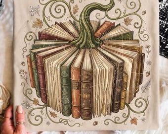 Book Pumpkin Png, Vintage Fall Book Reader Png, Floral Pumpkin Fall Bookish, Book Lover Shirt Design, Pumpkin Fall Gift Sublimation Design