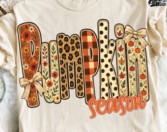 Pumpkin Season Png, Leopard Fall Crewneck for Women, Girly Polka dots Fall Vibes Autumn Outfit, Vintage Distressed Autumn Sublimation Design