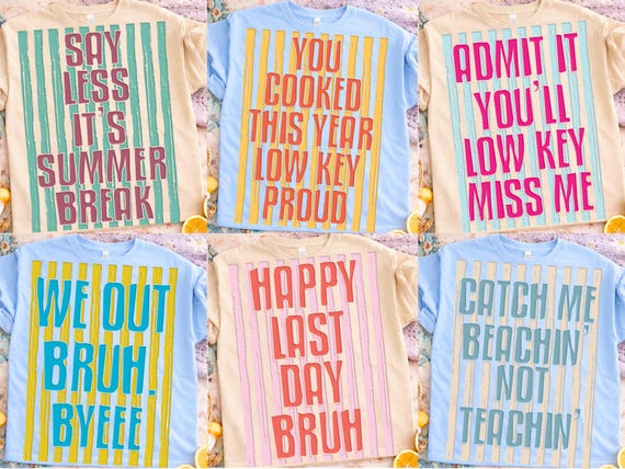Teacher Last Day PNG, Summer Break Bundle Teacher Mode Off Png, Striped Last Day Of School Png, Class Dismissed Sublimation Design