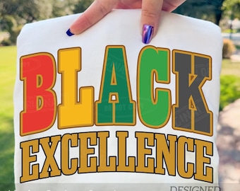 Black Excellence PNG, Afrocentric Varsity Sublimation (Digital Download)