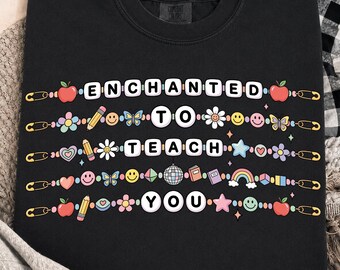 Enchanted to Teach PNG, Teacher Friendship Bracelet Png, Teacher Appreciation Gift, First day of school Back to school teacher Sublimation