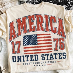 Retro America 4th Of PNG Shirt Preppy Fourth of July Tshirt Trendy Oversized USA Tee Aesthetic Patriotic Cute Summer, America 1776 Design