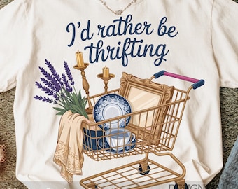 Thrifting Cart PNG, Retro Vintage Resale Design (Digital Download)
