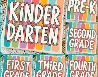 Preppay Back To School Png Bundle, Retro Teacher First Day Of School Png, Striped Kindergarten Pre-k First Second Grade Png, School Boy/Girl