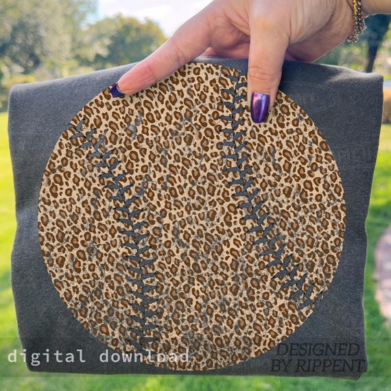 Leopard Baseball PNG, Trendy Game Day Shirt PNG, Softball Baseball Design, Sports Mom (Digital Download)