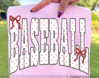 Baseball Polka Dots PNG, Valentine Baseball Mama Design, Game Day T-Shirt, Sublimation Digital Download