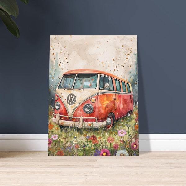 VW Bus - Premium-Poster aus mattem Papier - ungerahmt oder mit Holzrahmen