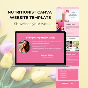 Canva Website Template | Nutritionist Website | Nutrition Website | Landing Page | Healthy Eating | Pink Website | Weight Loss |