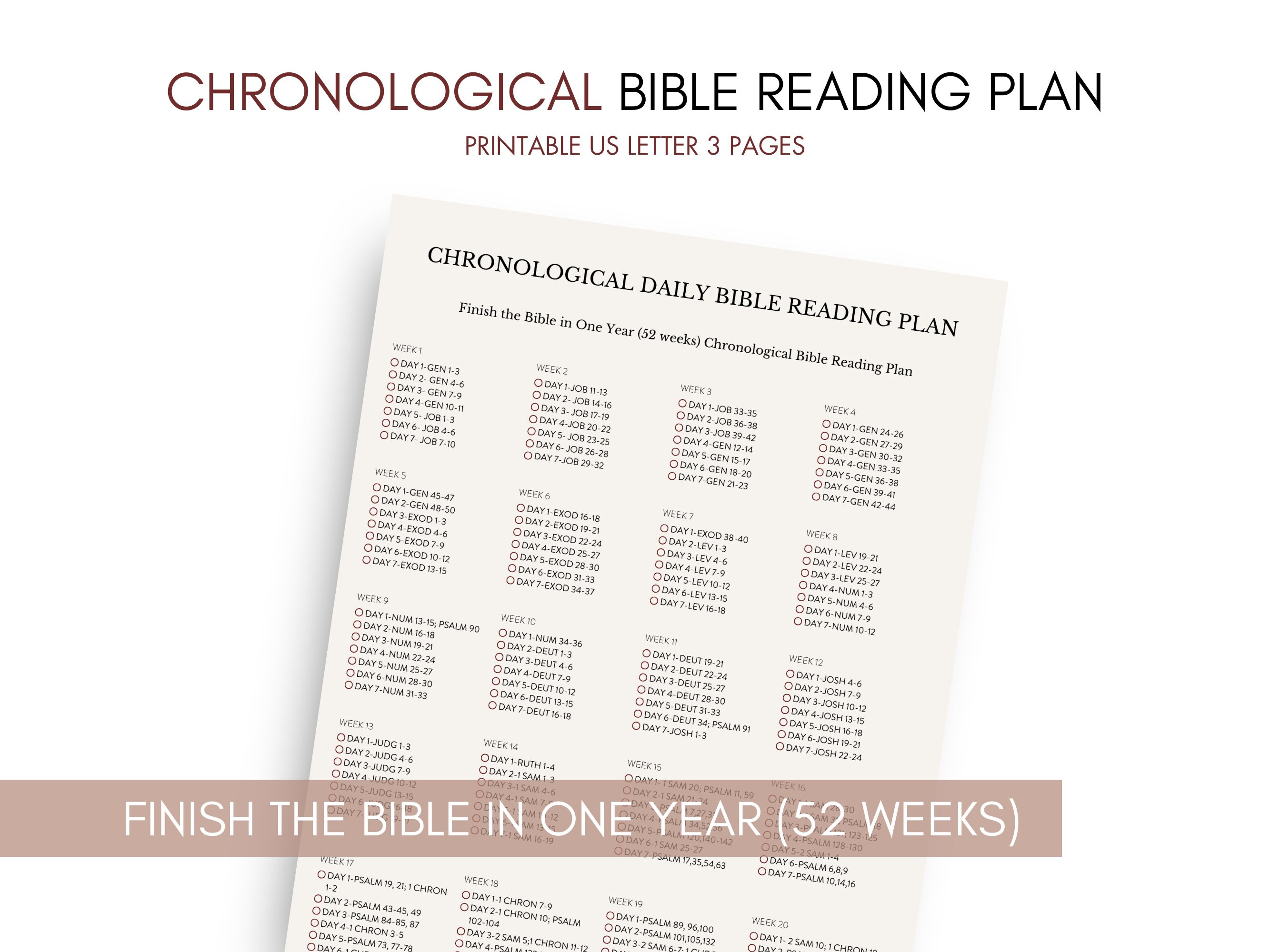 Chronological BIBLE in ONE YEAR Reading Plan Finish the Bible in One