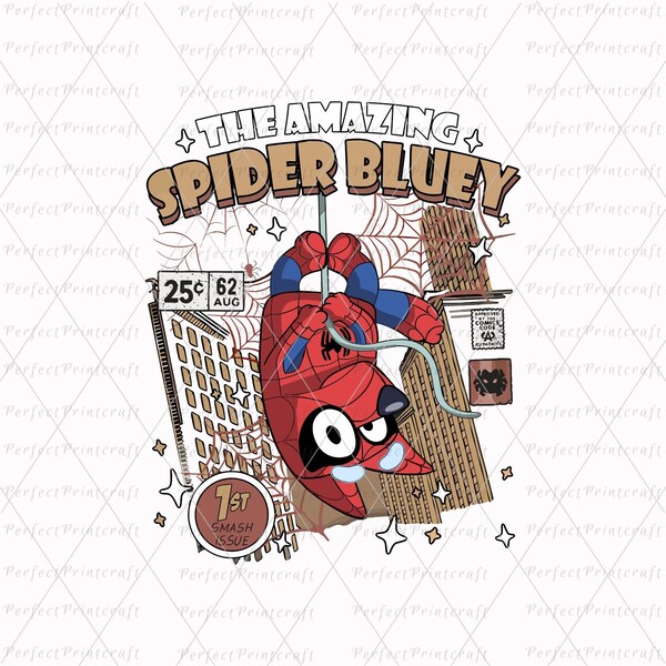 Amazing Spider Blue Man Across PNG Spiderman File, Dogs PNG Files, Only Png, Dog Family Png Cut Files, Trendy