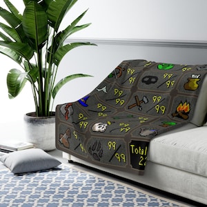 Old School Runescape Blanket | Extra Large Sherpa | Personalized OSRS Stats | Perfect Runescape Gift for Him
