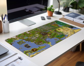 Old School Runescape XL Desk Mat - Personalized Gift for Him | OSRS World Map | Gaming Mousepad | OSRS WOrld Map