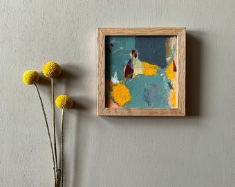 ORIGINAL ABSTRACT PAINTING | 10 x 10cm | Acrylic on cardboard with wooden frame  | Nice gift | Ready to hang