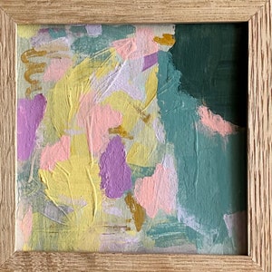 PEINTURE ABSTRAITE ORIGINALE 10 x 10 cm Acrylique sur carton Сadre en bois image 1