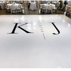 Adesivos de vinil personalizados para pista de dança de casamento | Iniciais do casamento | Design personalizado | imagem 3