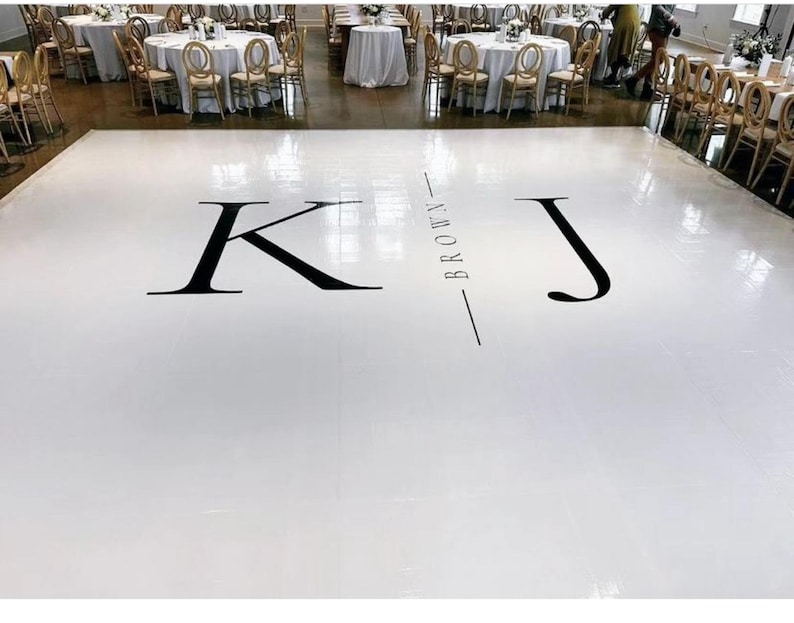 Adesivos de vinil personalizados para pista de dança de casamento | Iniciais do casamento | Design personalizado | imagem 3