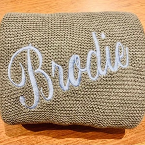 New Born Baby Gift, Baby Blanket, Baby Gift, Personalized Name, Stroller Blanket, Newborn Gift, Soft Breathable Cotton Knit,Baby Shower Gift zdjęcie 6