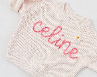 Personalized Hand Embroidered Baby Sweaters, Name Baby Sweater, Newborn Gift, Baby Sweater, Birthday Gift For Baby, Gift For Baby Boy Girl