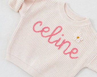 Personalisierter Babypullover, personalisierter Namenspullover, Namens-Babypullover, individueller Strick für Babys, Neugeborenes Geschenk, Babypullover, Neugeborenes Coming-Home-Outfit