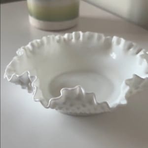 Fenton Art Glass 8” Large Bon Bon Dish | White
