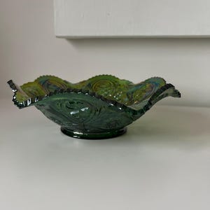 Rare Antique Millersburg Carnival Glass Ruffled Bowl 10R 3T