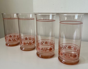 Vintage Pink Libbey Blossom Glasses | Set of 4