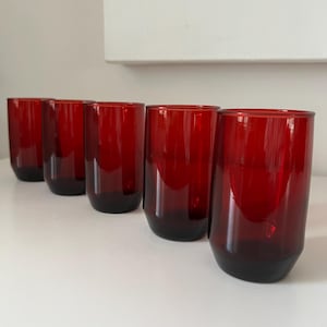 Vintage Royal Ruby Juice Glasses Roly Poly by ANCHOR HOCKING | 2 Sets of 5 available