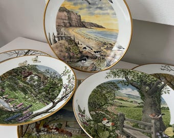  Worcester Franklin Porcelain 絵皿 December Plate~ A Country Lane in December - Etsy