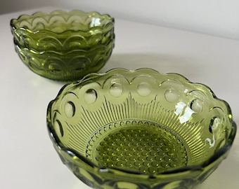 Vintage Bartlett-Collins Bowl St Genevieve Pattern Avocado Green Scalloped Edge | 1960s