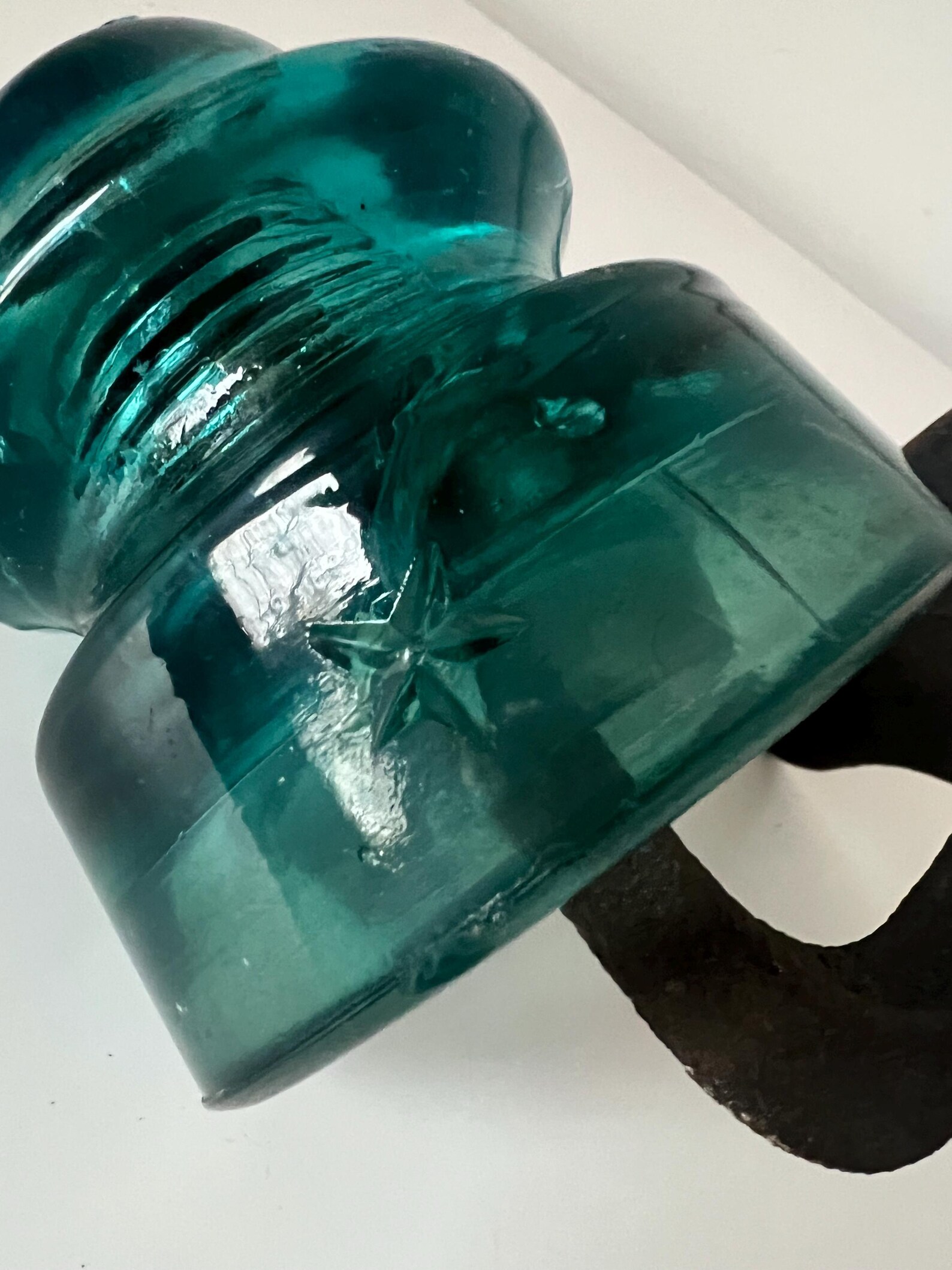 Antique Glass Insulators With Iron Brackets & Porcelain Spools ...