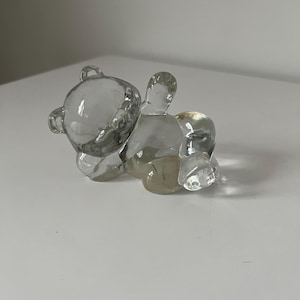 Beautiful Fenton Clear Glass Bear Figurine Label Intact