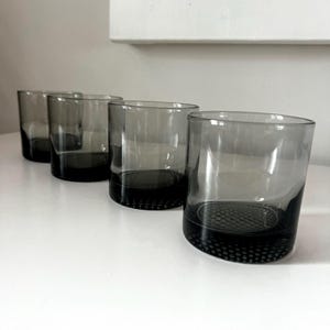 Vintage Set of 4 Smoked Glass Lowball Glasses MCM Vintage Wear 3”t x 3”r