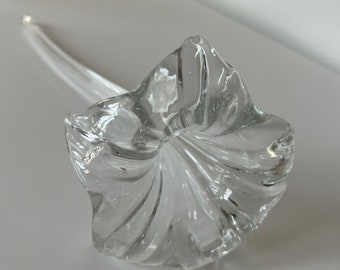 Vintage Flower Hand Blown Clear Glass Bud Vase