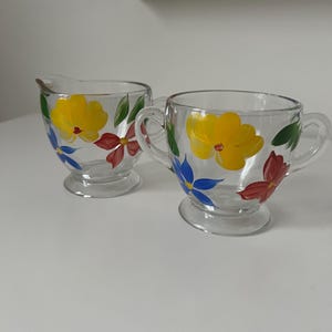 Vintage Bartlett Collins  Sugar and Creamer Set, Hand Painted 1950&#39;s